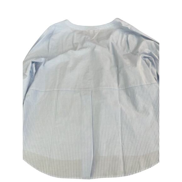 Lands' End Women's Blue White 3/4 Sleeve Slub Notch Neck Blouse Top Size 3X - Picture 2 of 8